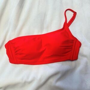 one shoulder red bathing suit top